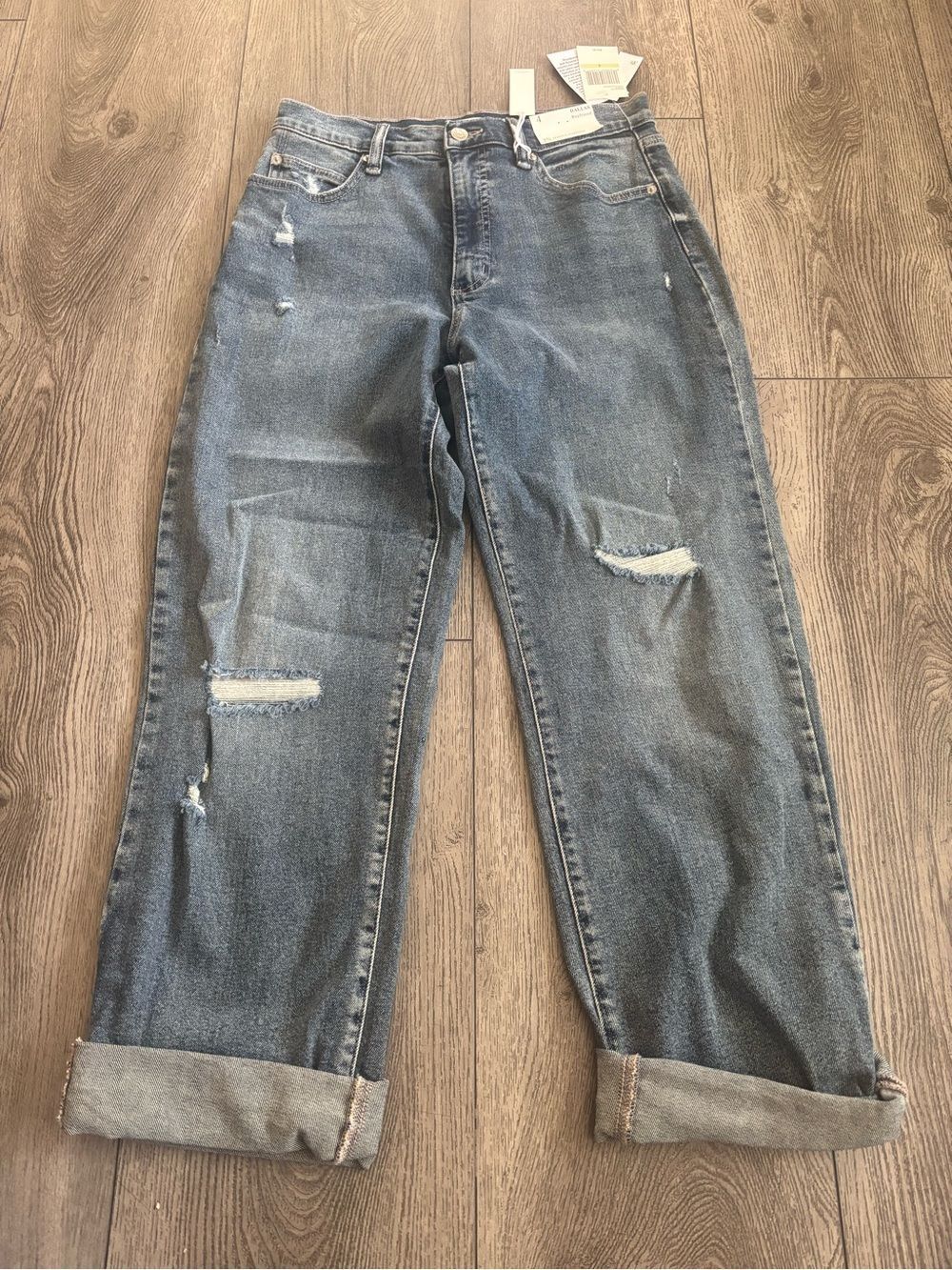 Jessica Simpson High-Rise Distressed Straight Leg Jeans - Light Blue